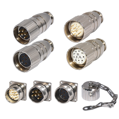 品質  FKM NBR Square Socket M23 Power Connector 4 6 7 9 12 16 17 19 Pin PA66 工場