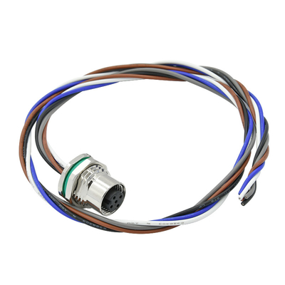 金属の壁パネルの台紙はピグテール ワイヤーを持つM12コネクター5pin Aコード女性を防水する