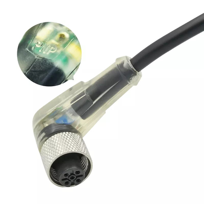 Rigoal 90の程度M12の防水コネクター4 Pin AコードLED透明な女性ワイヤー