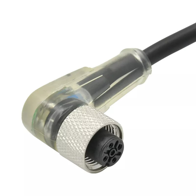 Rigoal 90の程度M12の防水コネクター4 Pin AコードLED透明な女性ワイヤー