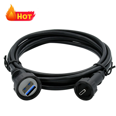 女性 マイクロUSB ジャック 防水USB Cケーブル 黒色