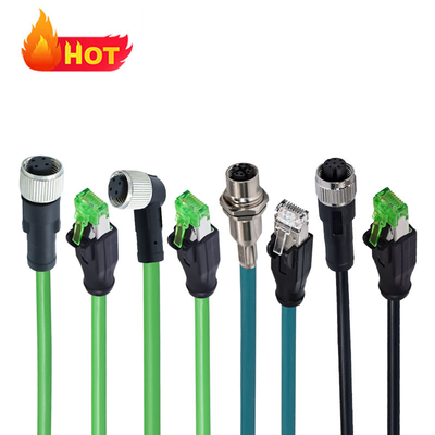 M12 - RJ45 防水コネクタ 3-17 ピン A B C D X コード オス メス