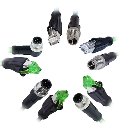 M12 - RJ45 防水コネクタ 3-17 ピン A B C D X コード オス メス