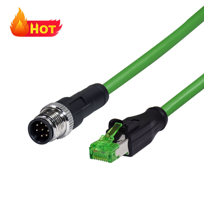 IP68 M12 XコードからRJ45 Cat6 イーサネットケーブル 1メートル