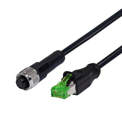 IP67 M12 Dコード - RJ45 オス イーサネットケーブル 1m Cat5e S/FTP