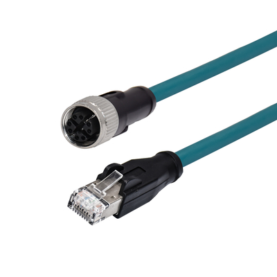 M12 Xコード 8ピン 男性 防水 RJ45 イーサネットケーブル Cat 6