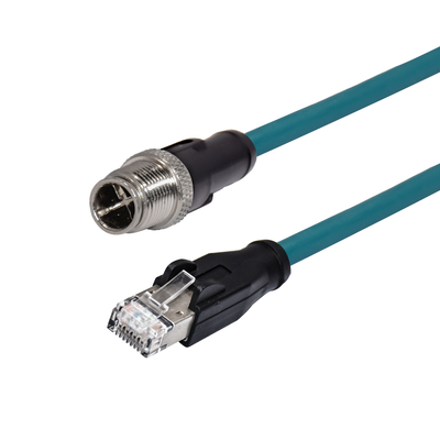 M12 Xコード 8ピン 男性 防水 RJ45 イーサネットケーブル Cat 6