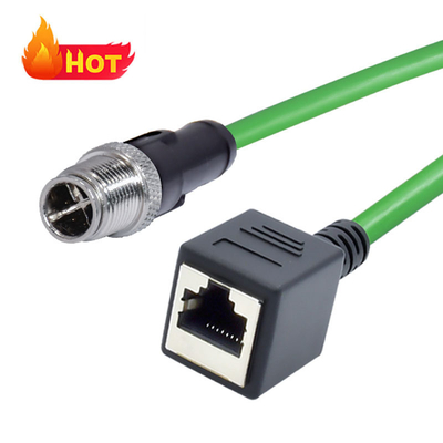 M12 8ピンXコードメスからRJ45ギガビットイーサネットケーブルIP67