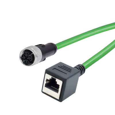 M12 8ピンXコードメスからRJ45ギガビットイーサネットケーブルIP67