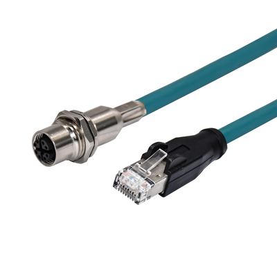 M12 8ピンXコードメスからRJ45ギガビットイーサネットケーブルIP67