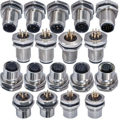 M12 Aコード 防水コネクタ 3-17ピン IP67/IP68 DINパネルマウント