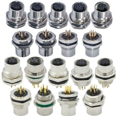 M12 Aコード 防水コネクタ 3-17ピン IP67/IP68 DINパネルマウント