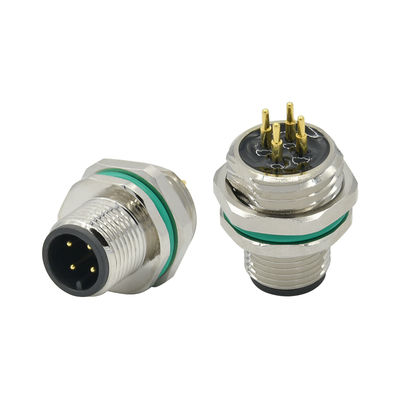 Waterproof M12 Panel Mount Connector IP67 A B D Code 3-17 Pin