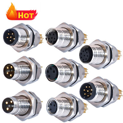 Rigoal IP67/IP68 M8 防水丸型コネクタ、定格電圧250V、真鍮金メッキコンタクト