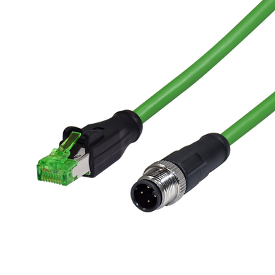 RJ45イーサネットに男性をコードするM12 4pin Dは保護された防水コネクター ケーブルIP68を形成した
