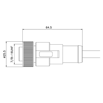 250V 5Pの機械ケーブル コネクタ7/8インチのまっすぐな形成の女性5ピン コネクタ