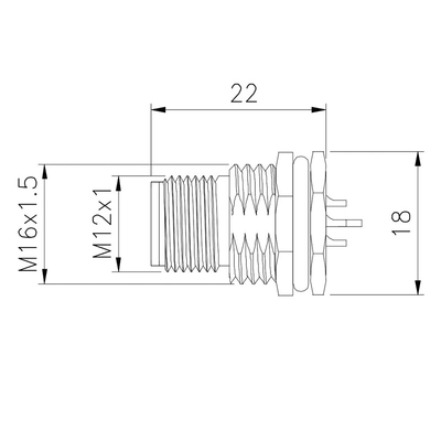 工場自動化M12の防水コネクター300V 8 Pinのまっすぐなはんだのタイプ コネクター