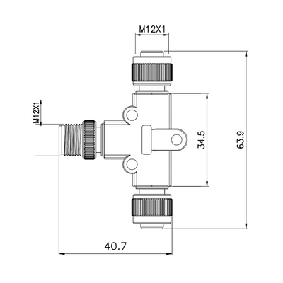 IEC 61076-2-101 TPU GF M12の防水アダプターTのタイプ4 Pin 	PA66