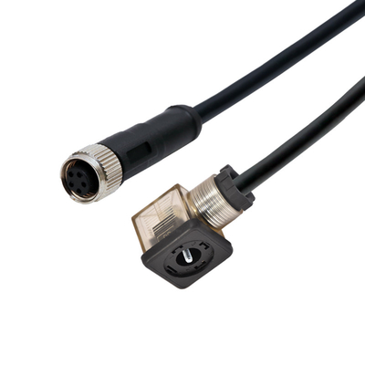 Rigoalの防水センサーはタイプ電磁弁DIN43650AのコネクターにM12コネクターをケーブルで通信する