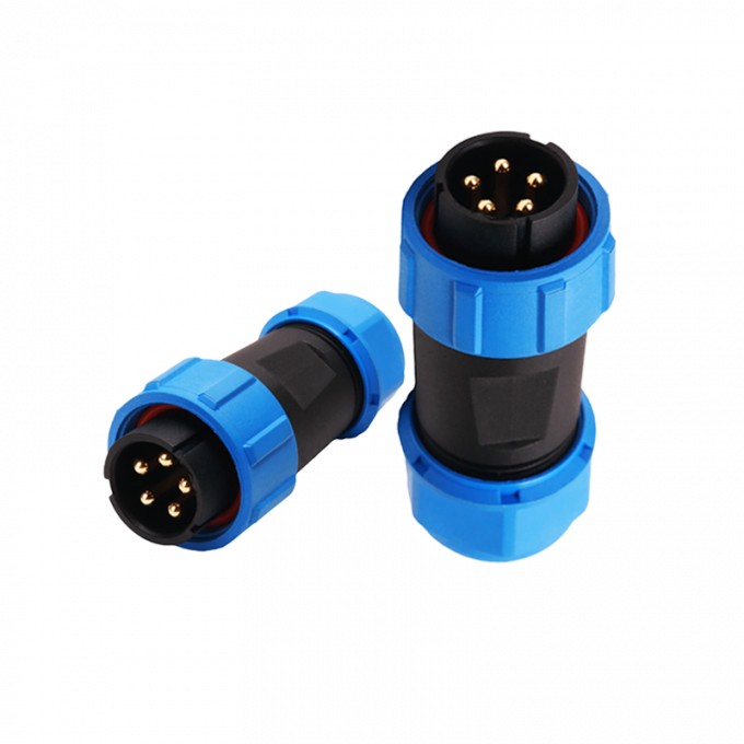 IP68防水円のプラスチック コネクターのインライン ケーブルは真鍮の接触を差し込む 2