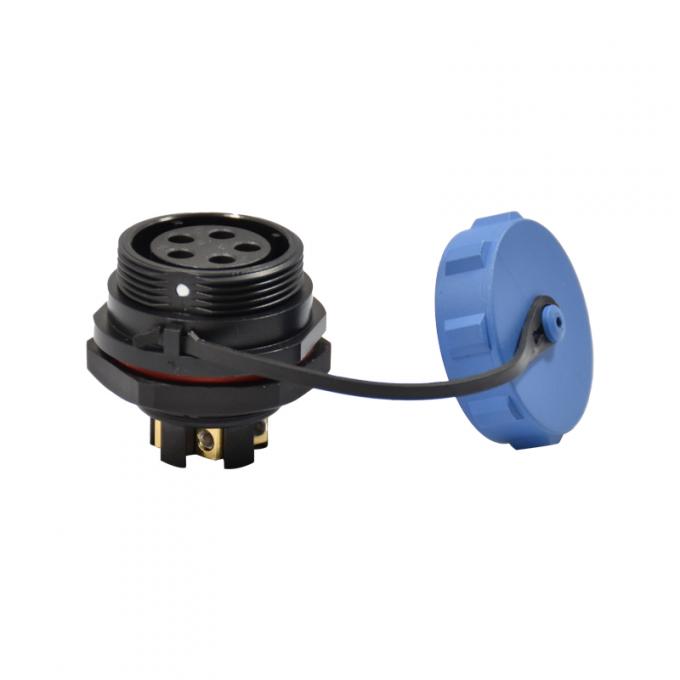 PPSは円のプラスチック コネクター5 Pin IP67の防水ひだの終了を挿入する 2