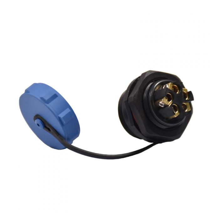 PPSは円のプラスチック コネクター5 Pin IP67の防水ひだの終了を挿入する 1